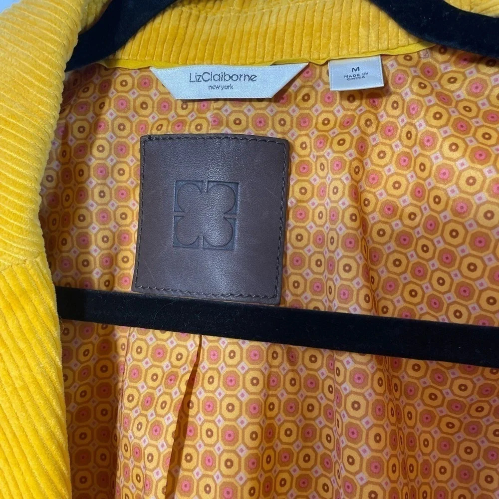 Liz Claiborne Yellow Corduroy Double Breasted Jacket Size Small - Picture 7 of 8